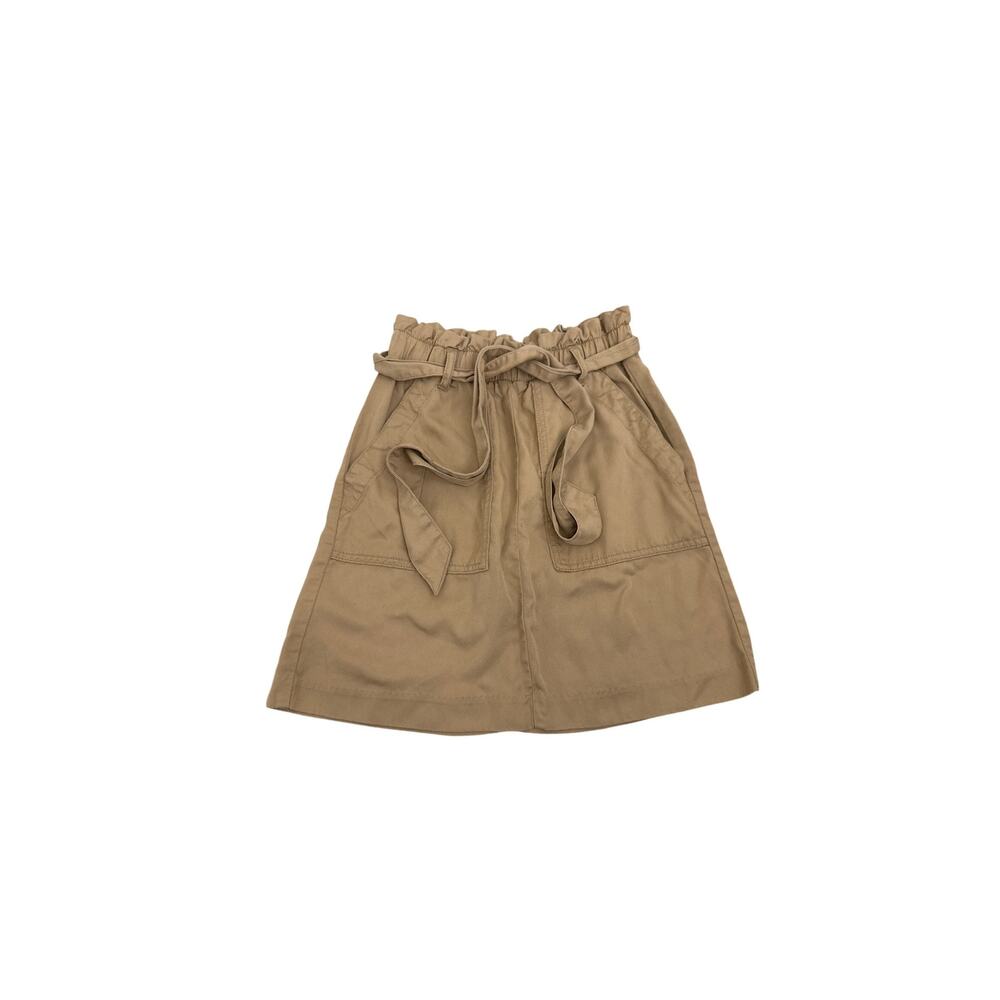 H&M Khaki Tie Waist Paper bag Belted Straight Casual Skirt Size Women's 2